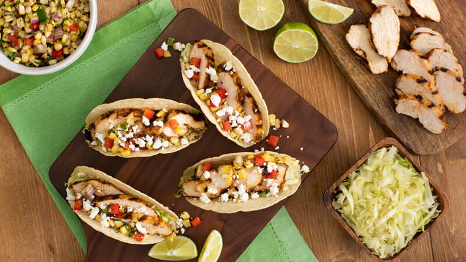 Grilled Chicken Tacos with Mexican Style Street Corn Salsa